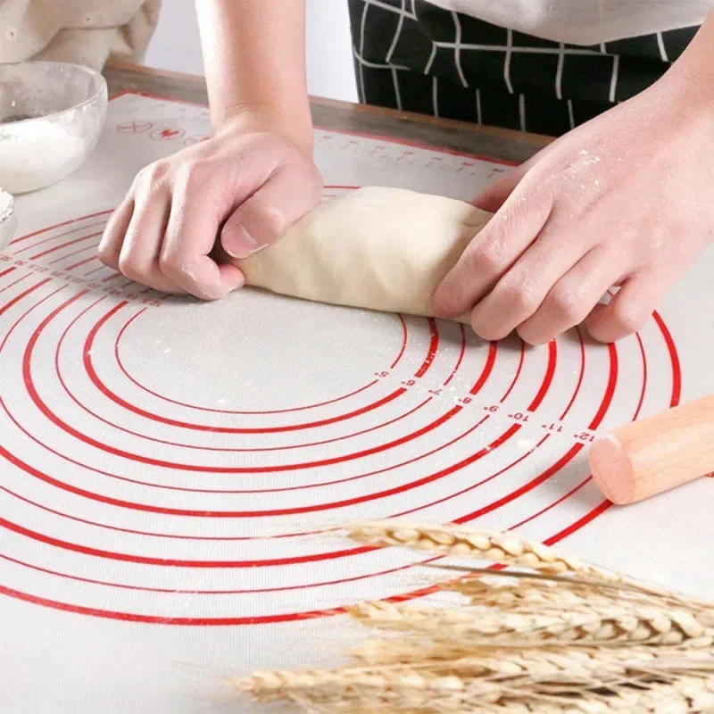 Silicone Dough Rolling Mat Non-stick Baking Kneading Pad with Scale Dumplings Pies Pizza Cooking Plate Kitchen Pastry Cake Tray