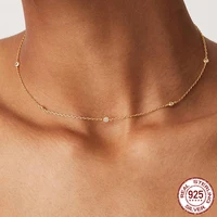 BAMOER – collier superposé Moissanite en argent Sterling 925, chaîne à maillons réglable plaquée or pour femmes, collier de Station 2