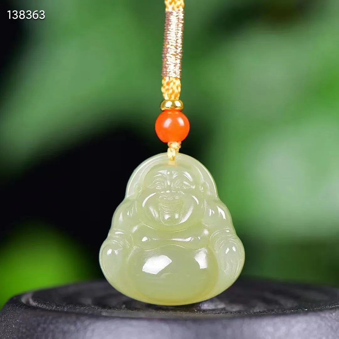 

New Natural 100% real Sterling Silver necklace mosaic cyan hetian jade the Buddha pendant jewellery for woman gifts Bless peace