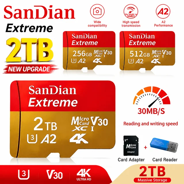1TB Memory Card Flash Cards Reliable Micro TF Card SD High Speed Memory Sd Cards Class10 Storage Card for PC/Smartphone 1