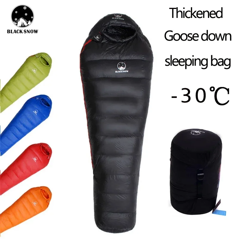 Thickened for Winter Very Cold Weather Adult Mummy 95% White Goose Down Thermal Sleeping Bag Camping Hiking Quilt