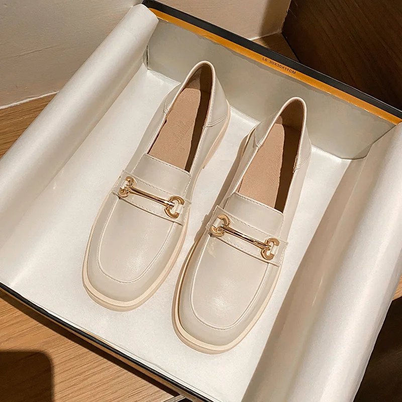 Spring/Autumn 2023 Women Shoes Fashion Loafers Round Toe Platform Shoes Solid Slip-on Plus Size 43 Luxury Brand Shoes Women