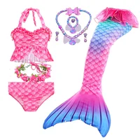 Haojxuanyu Children Mermaid Swimwear Girls Pink Blue Bikini Set Kids Swimsuit Cosplay Mermaid Tail Costume for Swimming 4