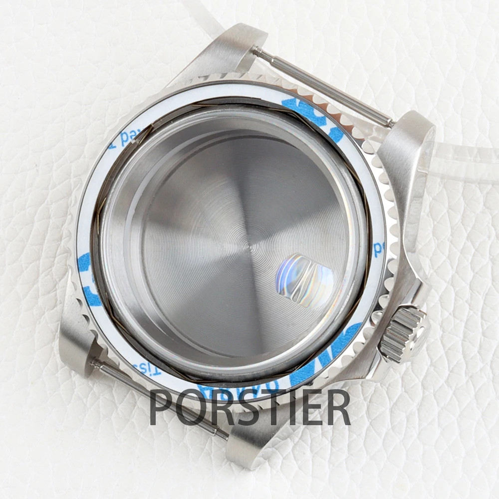 Stainless Steel 40mm Yacht Watch Case with Sapphire Glass & Rubber Strap - 100m Waterproof