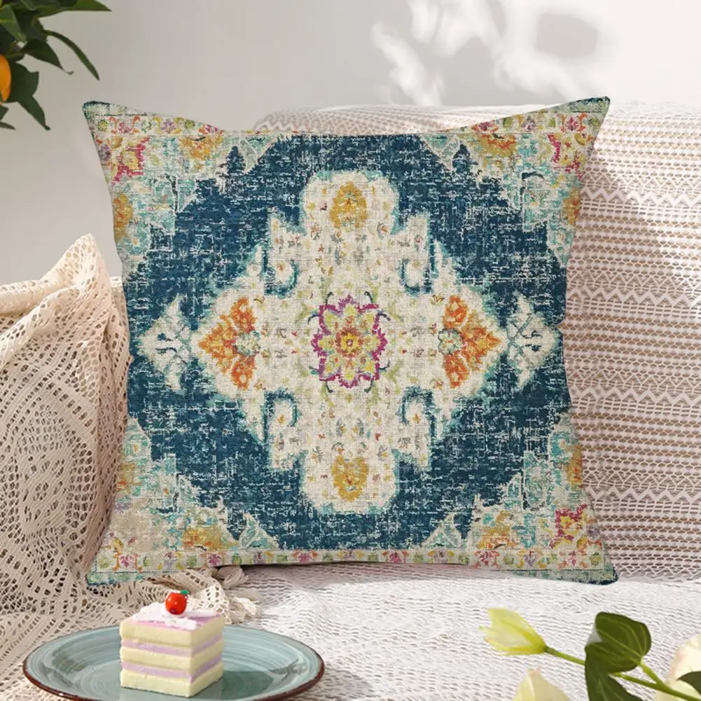 

Retro Pillowcase with Zipper Boho Style Throw Pillow Cover Soft Cushion Case for Couch Sofa Bed Decoration Smooth Comfortable