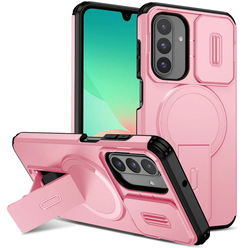 Armor Shockproof Magnetic Wireless Charging Case with Foldable Stand