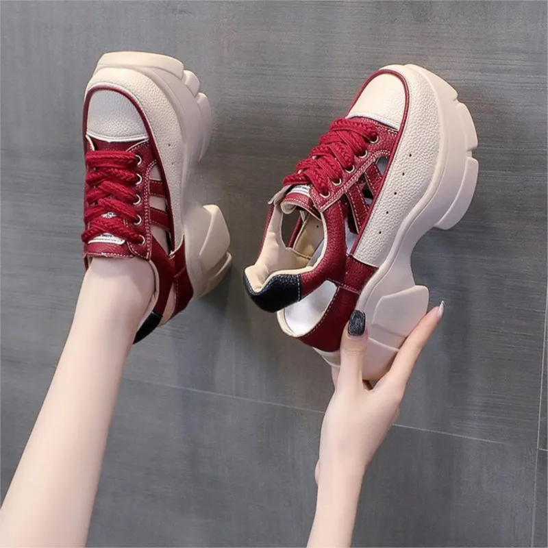 Hot selling wedge hollow muffin bottom fashion casual shoes fashion sexy super high heel sandals sneakers C1143