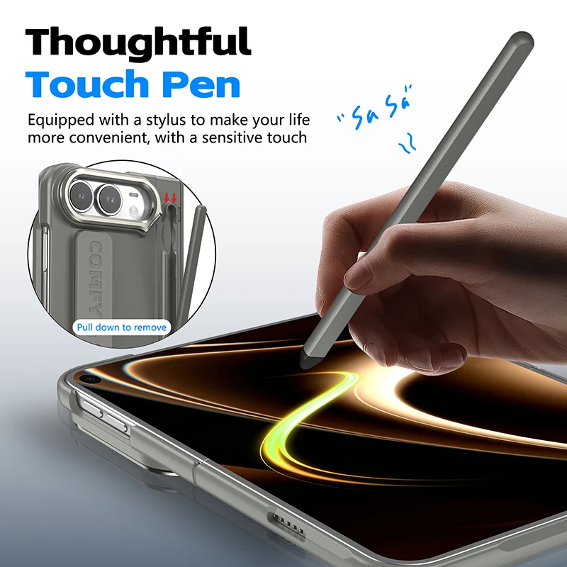 Premium Matte Finish Phone Case Kit with Wrist Strap, Stylus Pen, Screen Protector, Lens Frame, and Kickstand Hinge Guard
