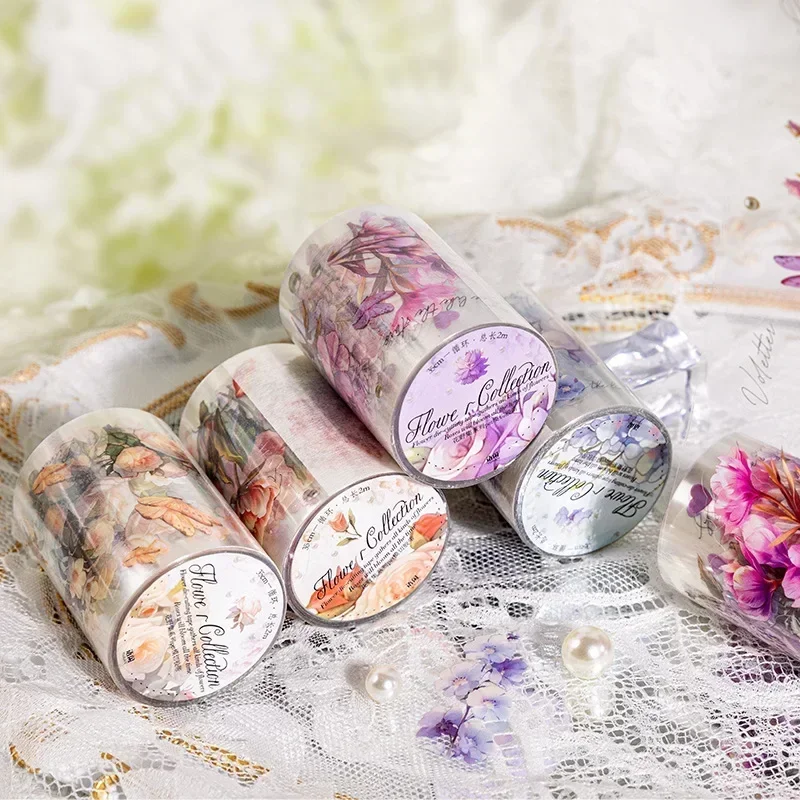 1Roll 2M DIY material decoration loop sticker Supplies Adhesives Scrapbook Cut 55mm*2M Tape Flower Field PET Handbook 4