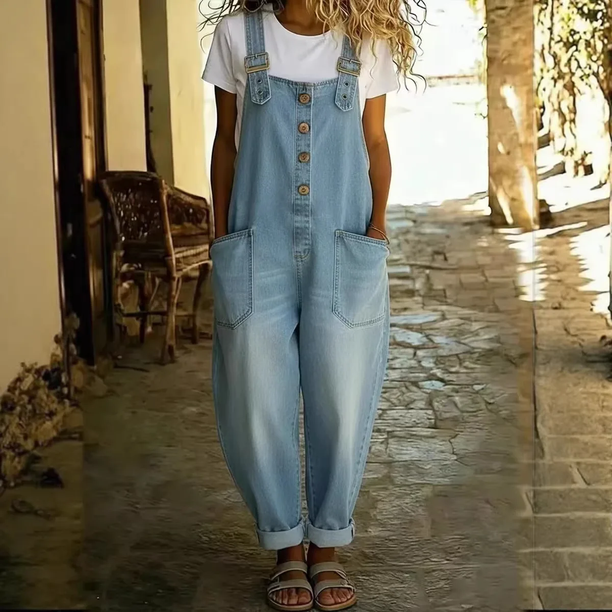 Women Denim Suspenders Jumpsuit 5