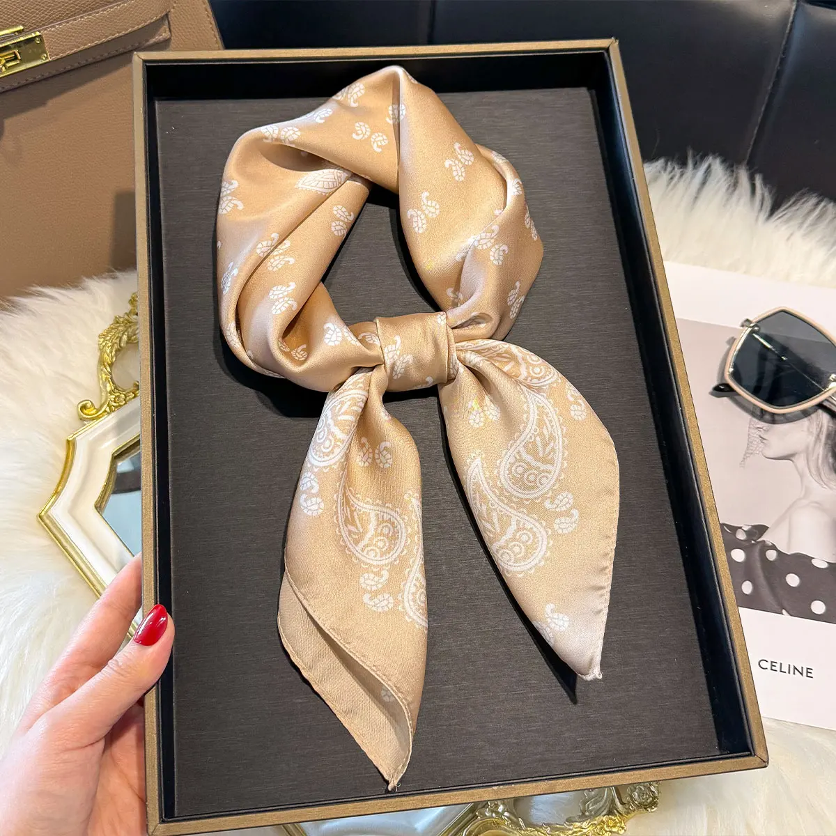 NEW Paisley Square Scarf Women Satin Shawl Wrap Hijab Female Hair Luxury Headkerchief Four Seasons Beach Sun Protection Bandana