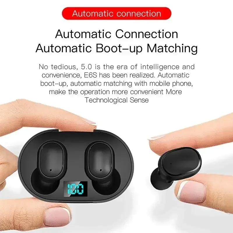 E6S TWS Bluetooth Earphones Wireless bluetooth headset Noise Cancelling Headsets With Microphone Headphones For Xiaomi Samsung 3