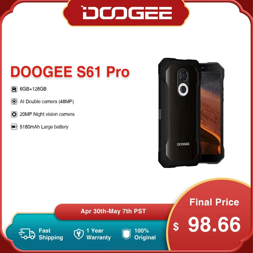 DOOGEE S61 Pro wytrzymały telefon IP68/IP69K 6.0 