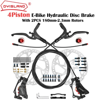 DYISLAND LD4X-300 Freno a disco idraulico per bici elettrica a 4 pistoni Set freno a disco idraulico con spegnimento a 2 PIN e 3 PIN con rotori da 2 pezzi da 180 mm
