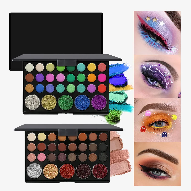 29 Colors Eyeshadow Palette Set with Mascara Eyeshadow Brush Earth Color Waterproof Long Lasting Music Festival Cosmetics Makeup 3