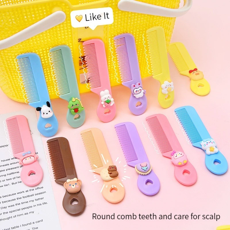 Hair Brush Comb Baby Hair Brush Comb Smooth Handle Cartoon Maternal Daily Care Toddler's Head Comb Portable Color Hair Care Round Head
