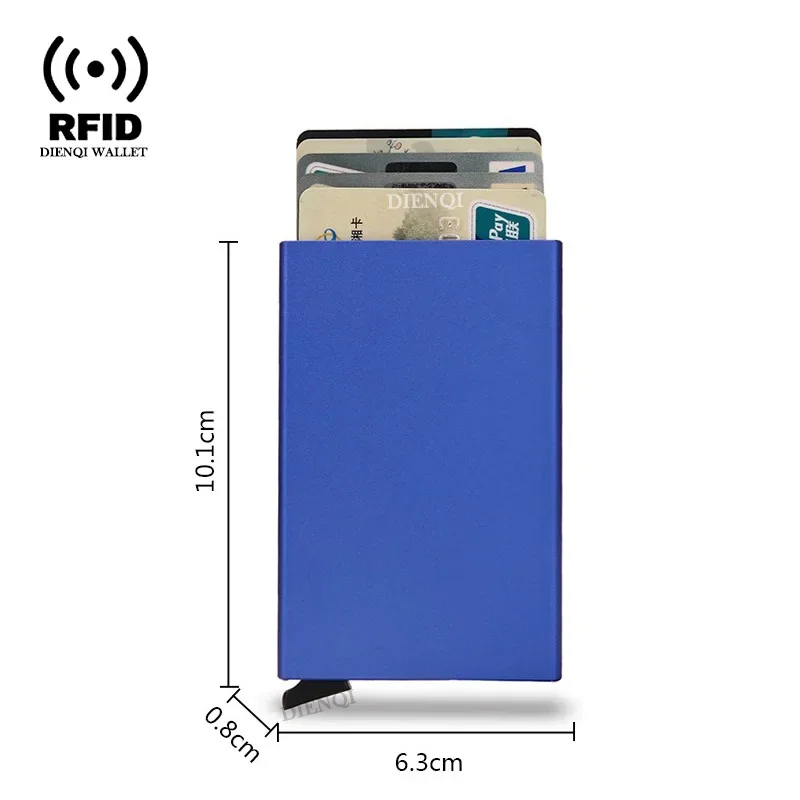Credit Card Holder Rfid Credit Card Holder Metal Thin Slim Smart Wallet Men Women Wallets Pop Up Minimalist Small Black Purse Mini Walets for Men