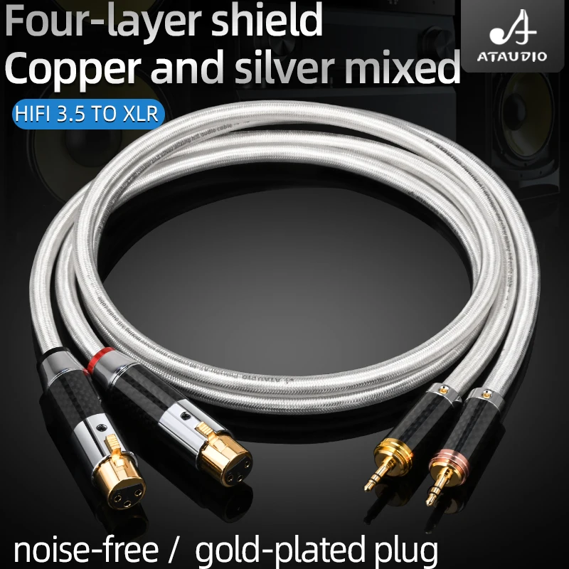 HiFi 3.5 to XLR Cable for DVD Amplifier Hi-end 7N OCC Core with Self-locking XLR Plug Dual 3.5mm to 2XLR Male&Female Jack Cable