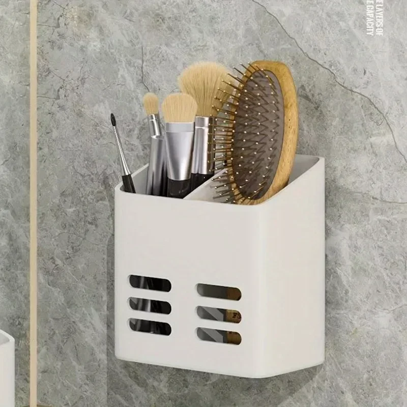 1PC Cutlery Rack Wall-mounted with Draining Basket Multifunctional No-drill Space-saving Organizer for Kitchen Bathroom