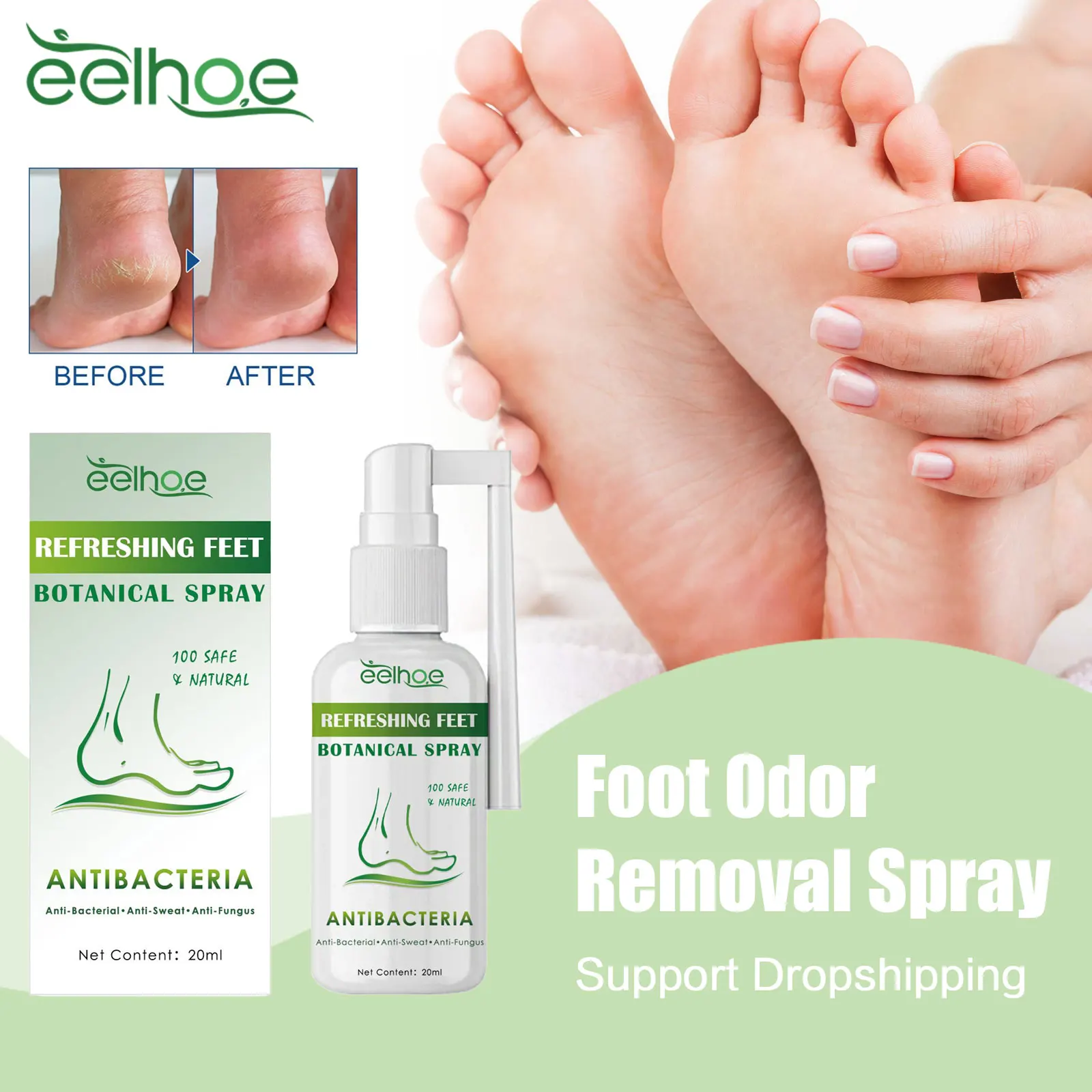 

EELHOE Foot Odor Removal Spray Relieve Beriberi Anti Itching Foot Cracked Repair Prevent Fungal Infection Deodorant Foot Spray