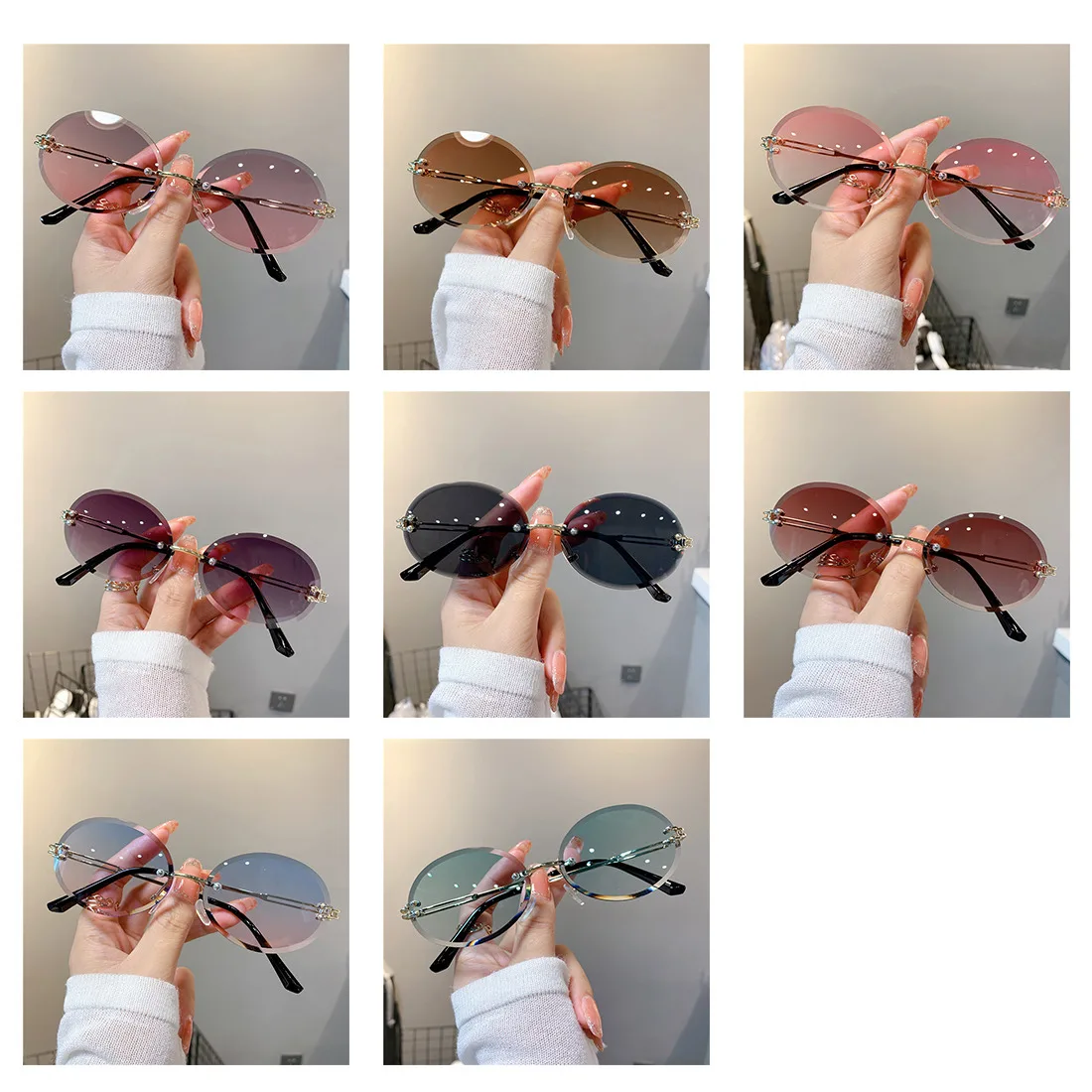 Vintage cat eye zonnebril dames retro gradient metalen frame_voghion.com