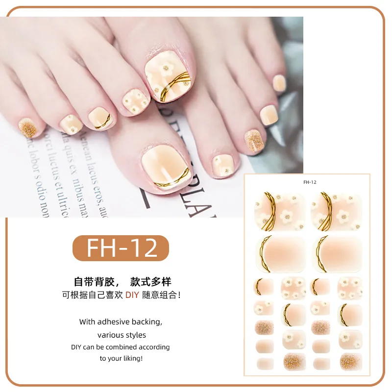 1Sheet Japanese Style Summer Toenail Stickers Full Cover Adhesive Toe