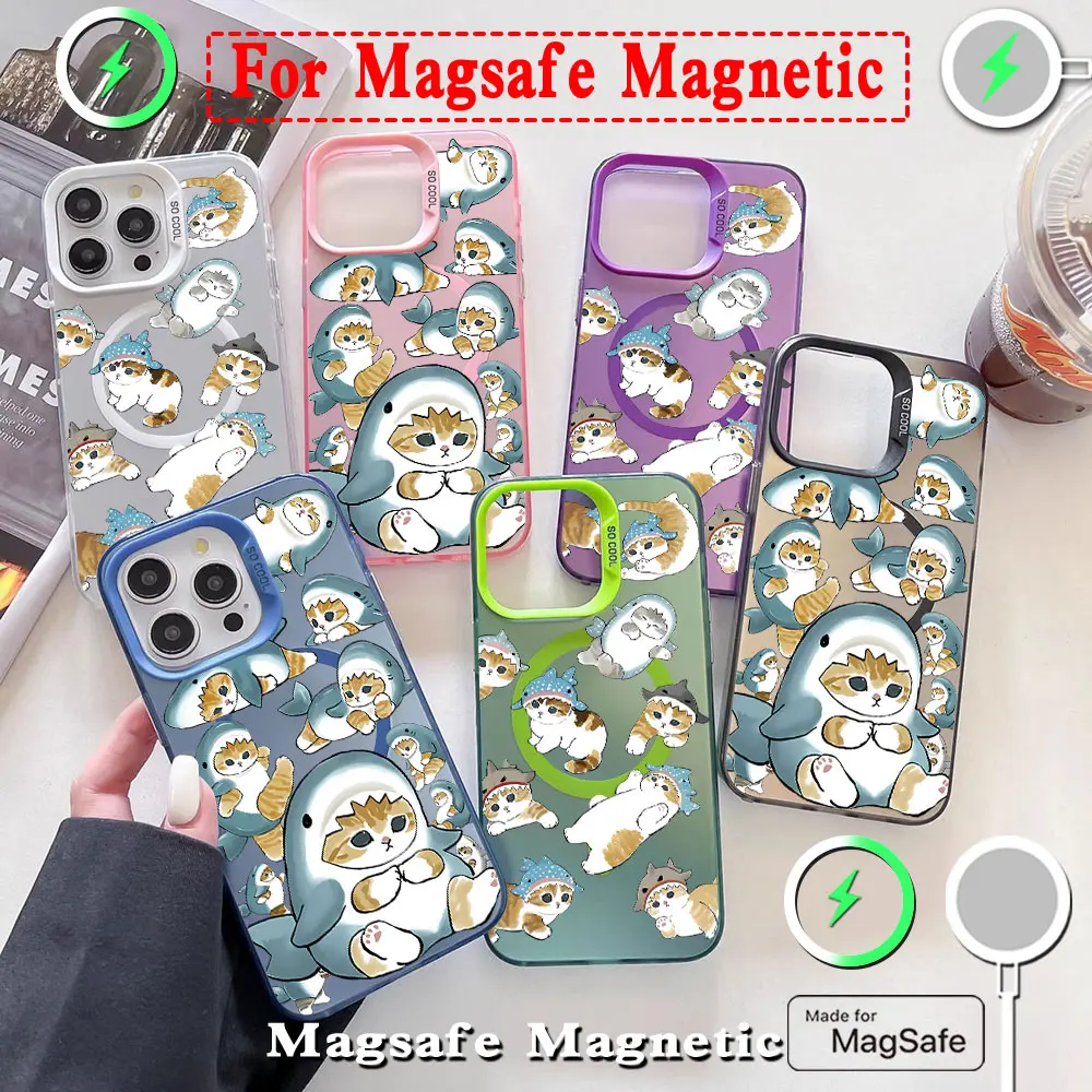 Charming M-Mofusands Cat Magsafe-Inspired Magnetic Phone Case with Soft Silver Plated Finish