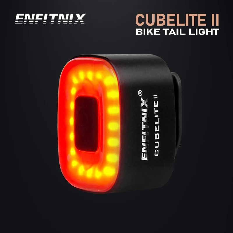 

Enfitnix CubeLite II Bike Smart Brake Sensing Taillights USB MTB Road Bicycle Night Riding Light LED Alert Long Strip Lights USB