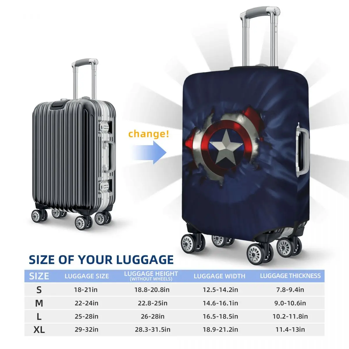 Custom Captain America Luggage Cover Funny Suitcase Protector Covers Suit For 18-32 inch 6