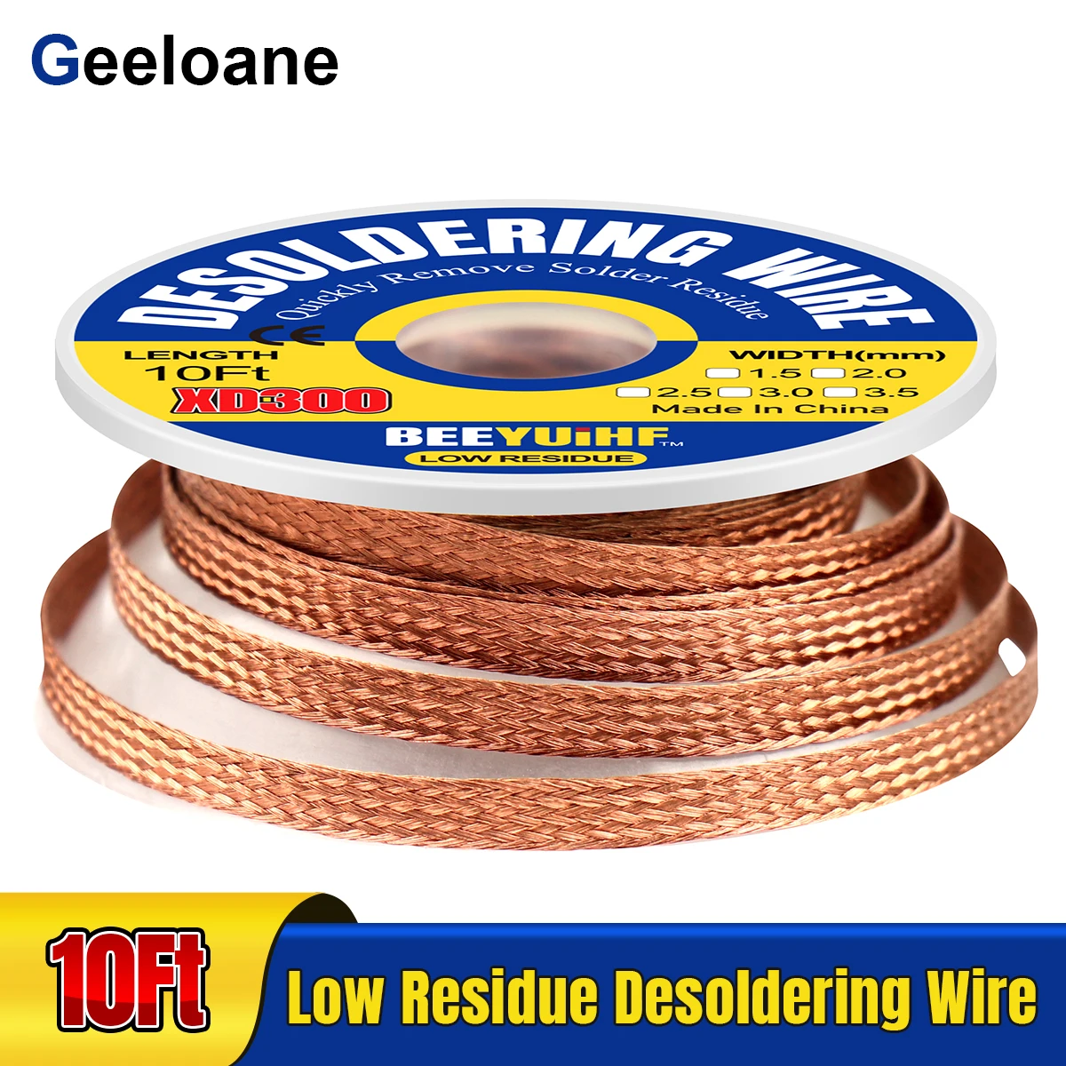 

3M/10ft Desoldering Wick Braid Solder Remover Wire 2.5mm Copper Welding Tin Sucker Cable Lead Cord Flux Repair Tool