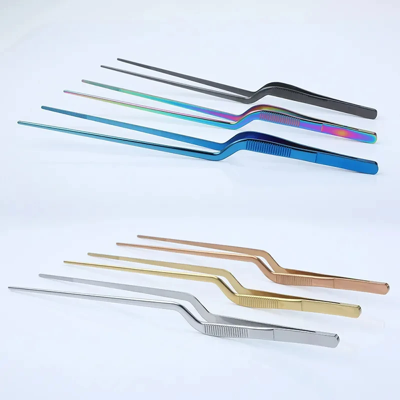 6/12-Inch Kitchen Tongs Stainless Steel Culinary Precision Tweezer BBQ Tongs Food Styling Baking Decor cutlery set