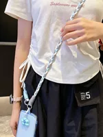 Candy Five-Petal Flower Phone Crossbody Lanyard Dopamine Style Short Phone Case Lanyard Hand-Woven Anti-Lost Phone Chain Pendant 3