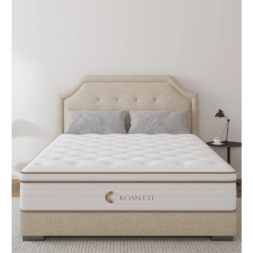 Inch Memory Foam Hybrid White Queen Mattresses in a Box,Individual Pocket Spring Breathable Comfortable for Sleep Su