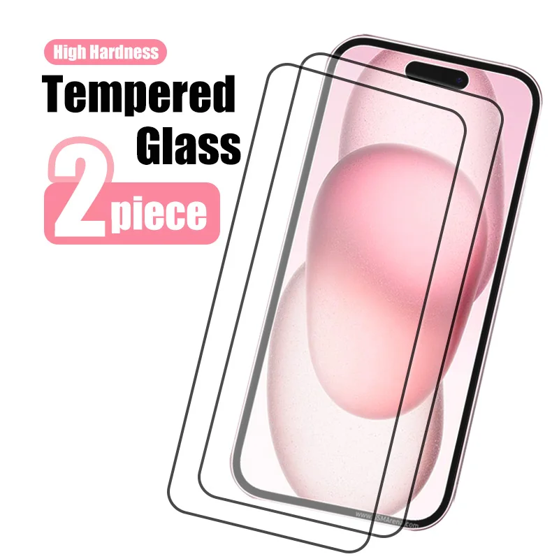 Protector de pantalla de vidrio templado para iPhone, 15, 14, 13, 12, 11 Pro, XR, X, XS Max, Mini, 5, 6, 7, 8 Plus, SE 2022, 2020, 2 unidades
