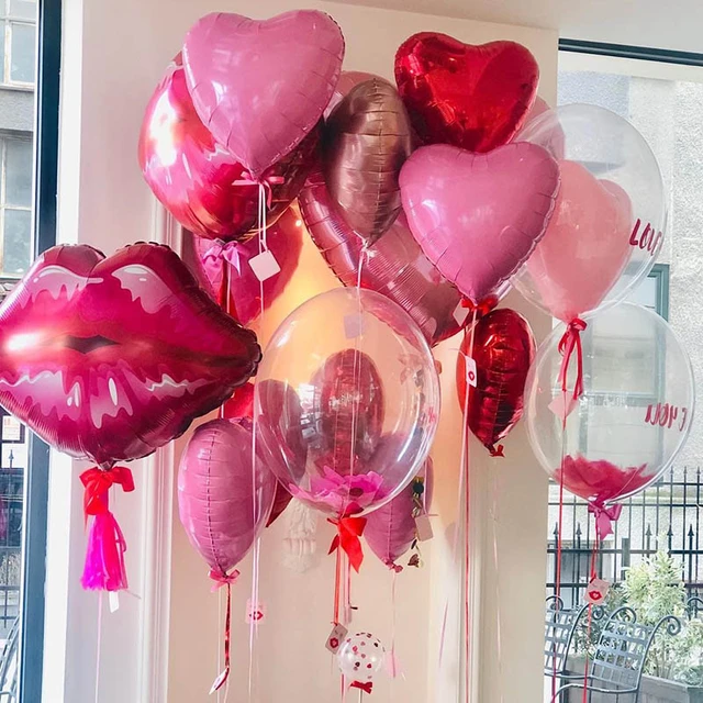 3/6/12 pcs 18 pouces ballon coeur rouge géant feuille d'étoile rouge Mylar ballon  coeurs rouges Valentine Bouquet ballons ronds fête d'anniversaire de  mariage -  France