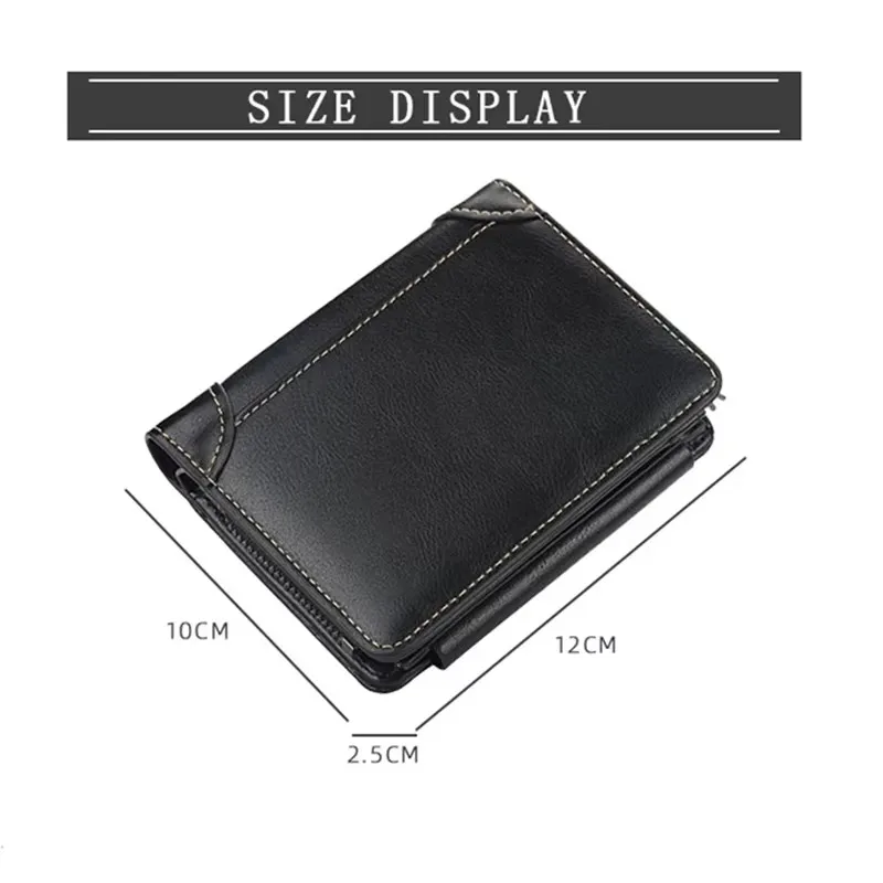 1 PC Men's Wallet with Zip Closure and Coin Pocket - Short Style Leather Wallet for Portability - Card Holder for Bank Cards 3