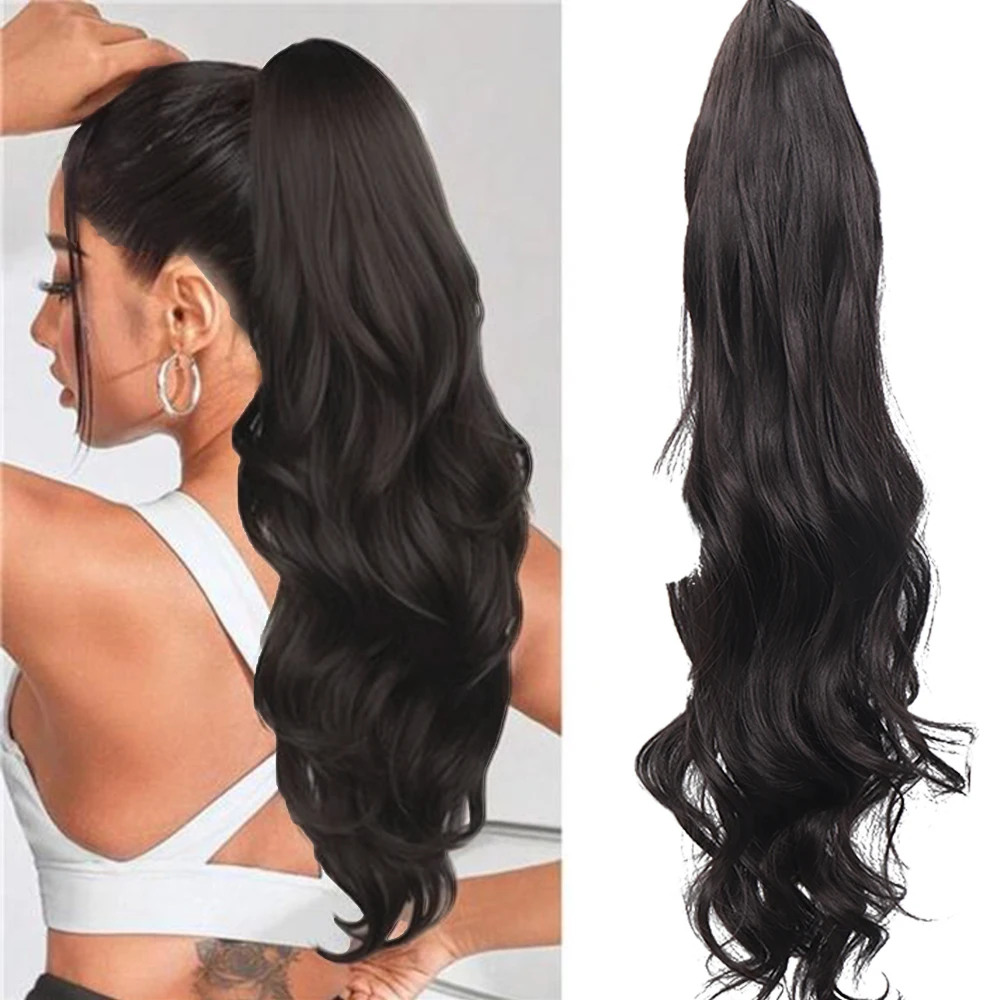 Synthetic Long Wavy Ponytail Extensions Clip On the hair Drawstring Horse tail False Tail For Women
