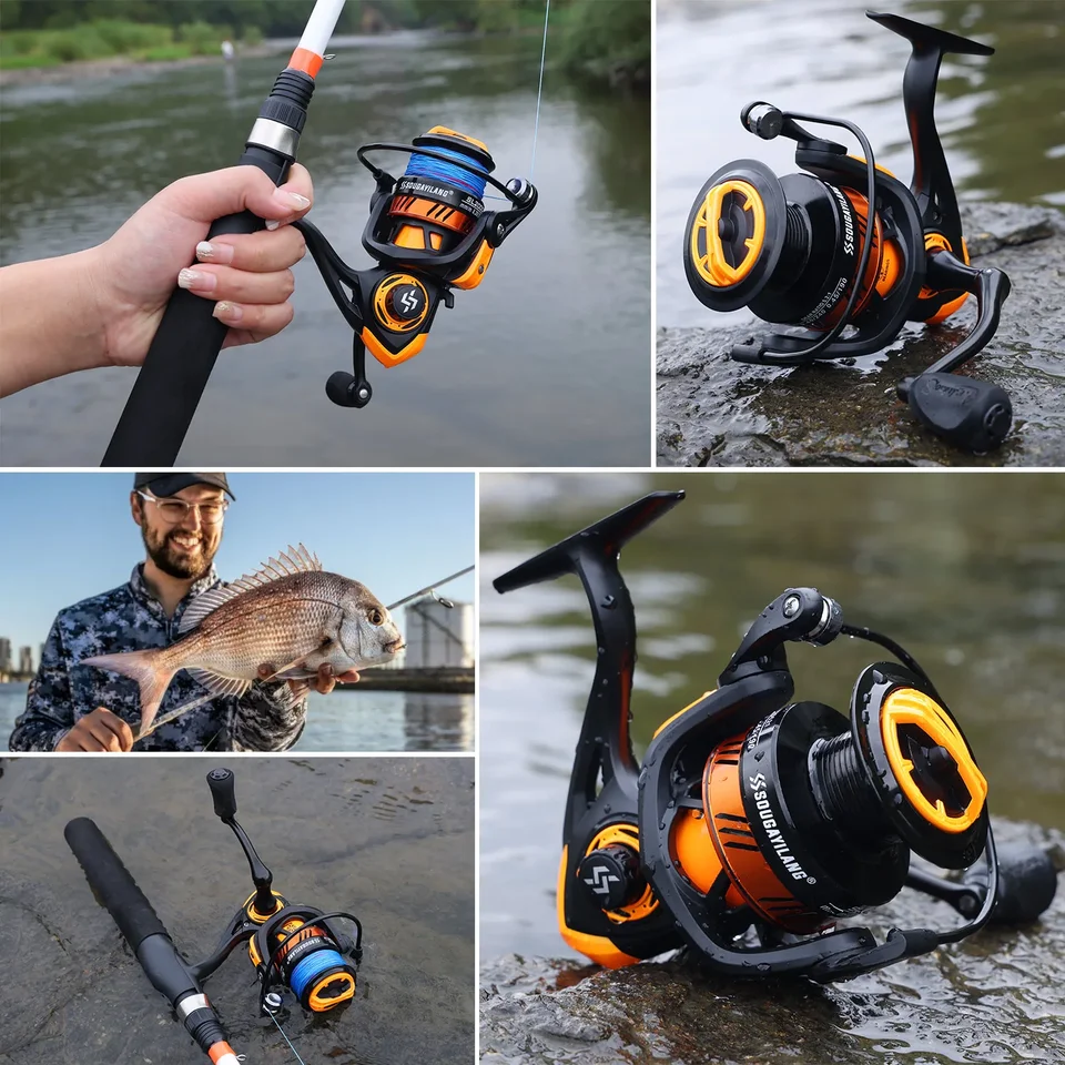 Carrete De Pesca Sougayilang S331 Para Carpa - 6+1 Rodamientos, Arrastre Máximo 33 Lb, Engranaje De Latón, Ideal Agua Dulce/salada