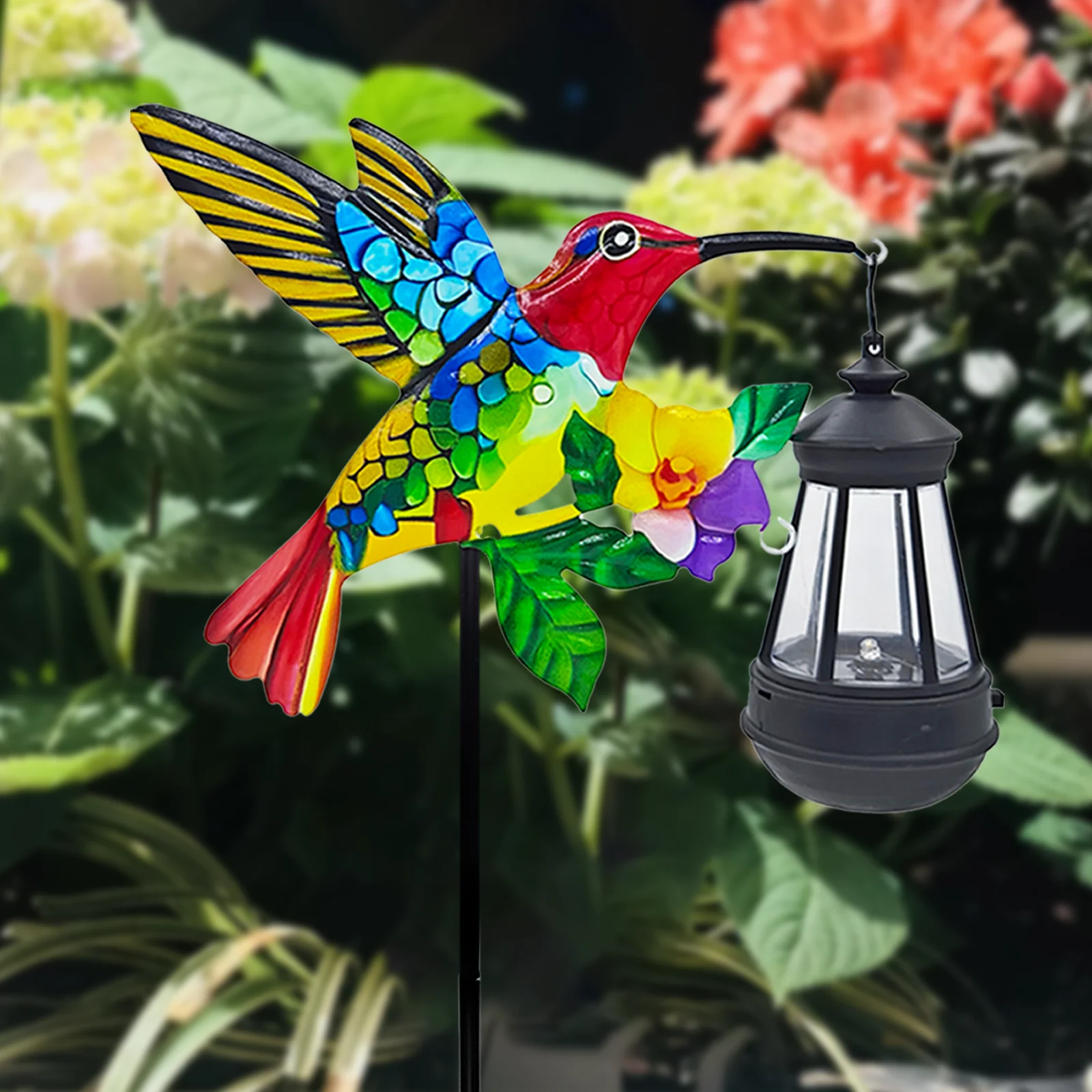 New solar hummingbird lantern wrought iron insert bird gardening ornaments, outdoor garden decorations, handicrafts lawn lights 5