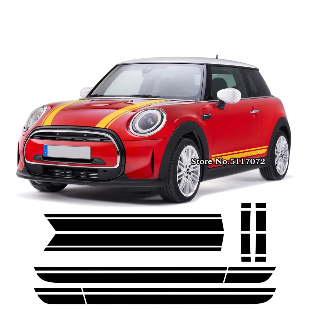 

Car Styling Hood Bonnet Stripes Racing Side Skirt Decal Trunk Sticker for Mini Cooper F56 2014-2018 3-Door Hatch Accessories