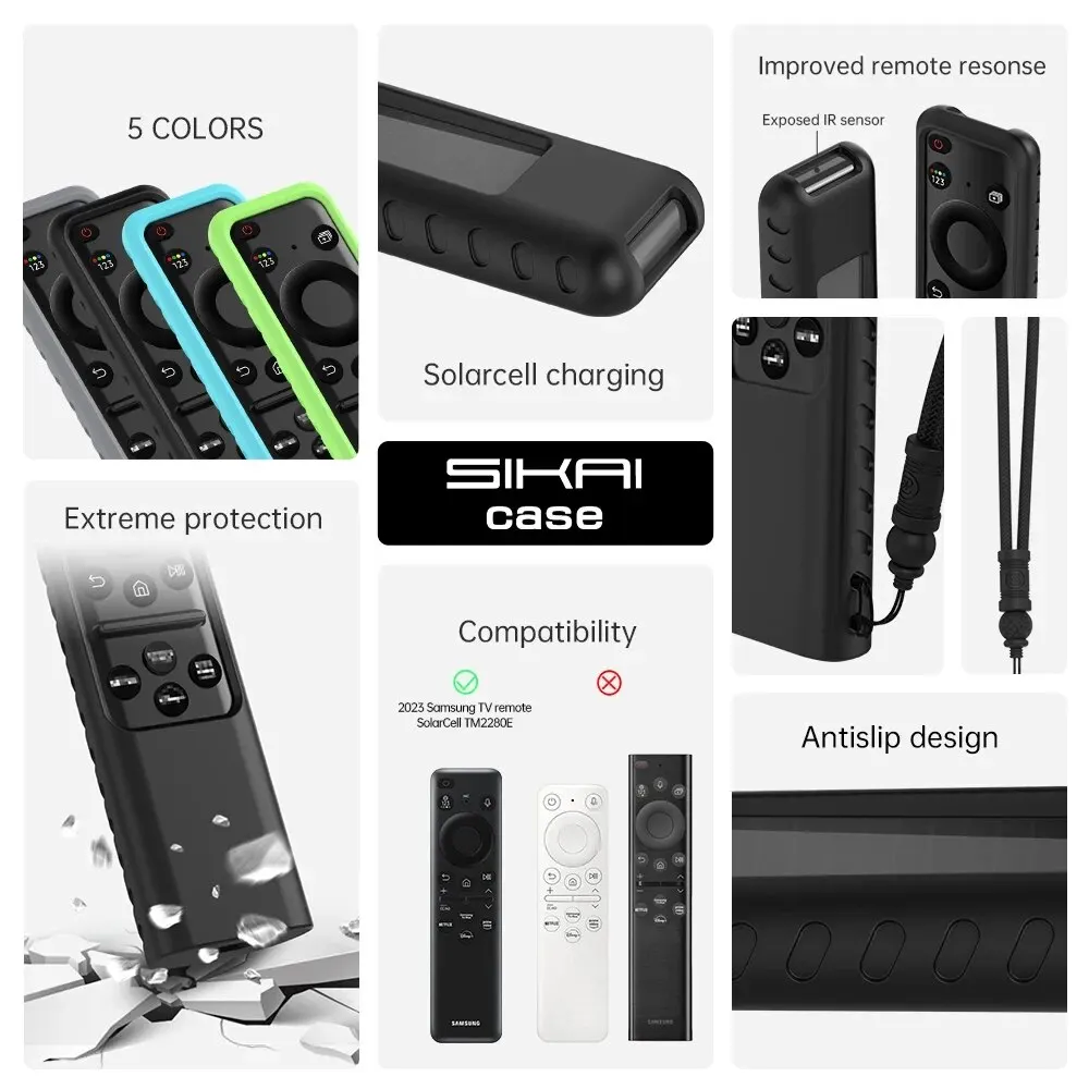 Silicone Remote Cover for Samsung 2023 TM2360E BN59 01432A TM2361E BN59 01455E Samsung Smart TV Remote Anit Lost with Lanyard 4