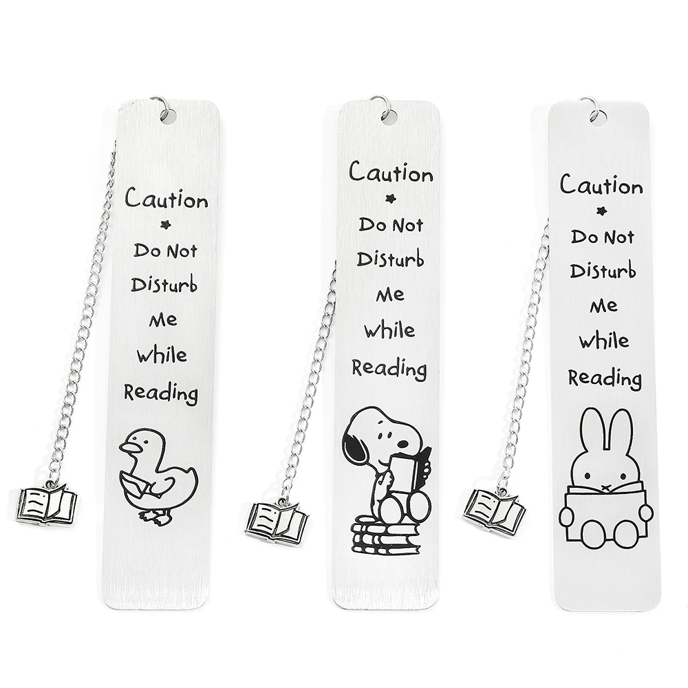 1pc rabbit puppy duck animal pendant bookmark stainless steel geometric bookmark for students to learn office reading metal bookmark animal bookmark bookmark page holder