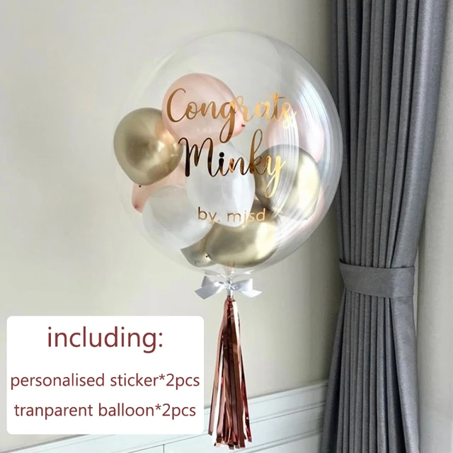 Balões transparentes personalizados nome adesivos decoração do casamento do  chá de fraldas balão bobo batismo feliz