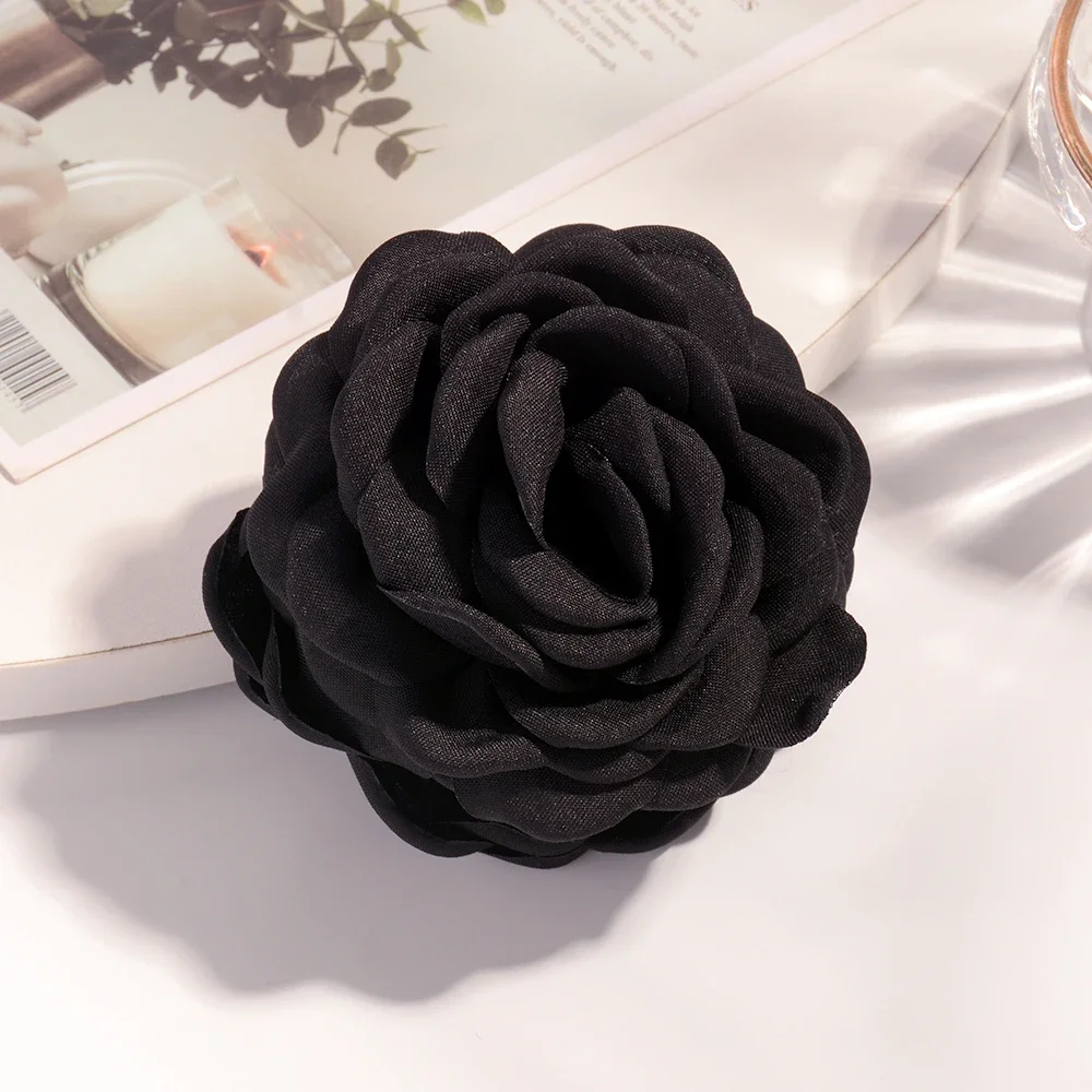 Vibrant Cotton Rose Flower Hair Claw Clips - Medium Size Shark Clamp