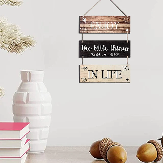 Hálószoba Nappali, Mondván Lógó Jel Rusztikus Családi Parasztház Élvezze Az Apró Dolgokat Otthoni Fa Fali Művészeti Árajánlat Táblán - Image 5