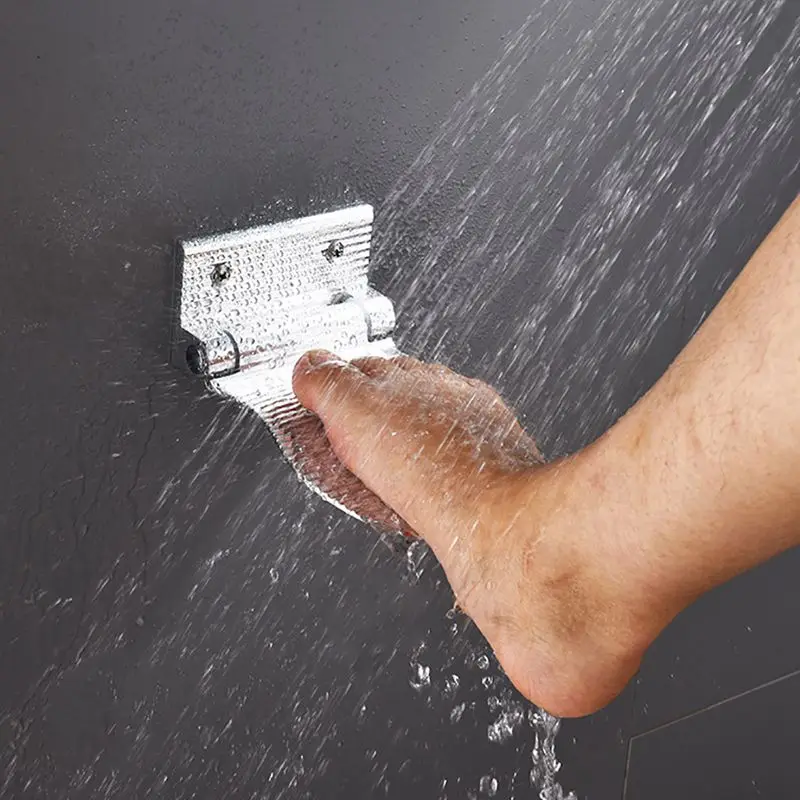 Poggiapiedi doccia in lega di alluminio pedale ausiliario a parete supporto  per piedistallo antiscivolo per bagno domestico nero/argento - AliExpress