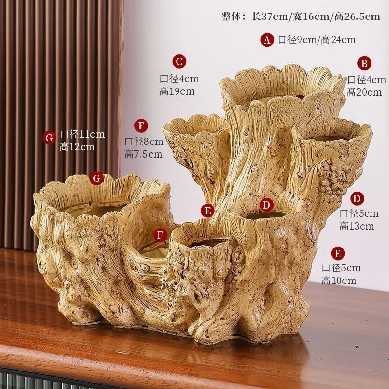 Porous tree roots, imitation wood stumps, and fleshy flower pots with creative irregular multi-layer mouth non ceramic design 2