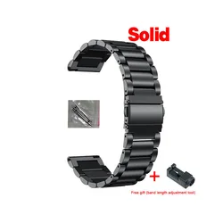 Stainless Steel Strap Watch Band - 22mm Universal (Coal Black)