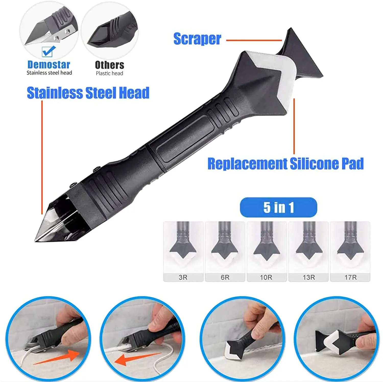 4/5/9pcs Window Door Silicone Sealant Spreader Spatula Scraper Cement Caulk  Removal Tool Finishing Sealant Grout Kit Caulking#1