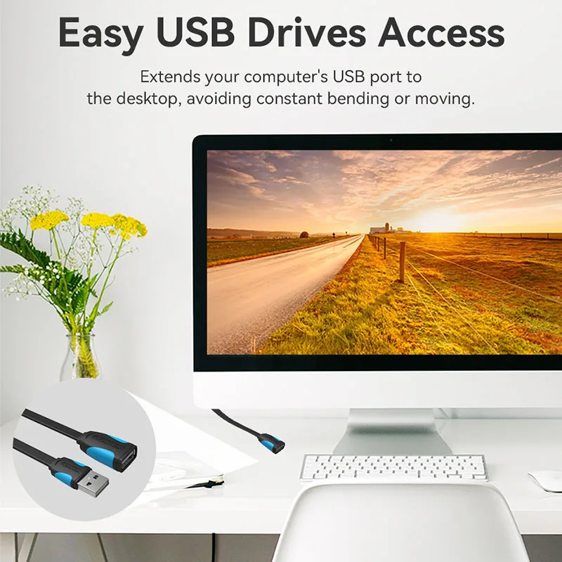 High-Speed USB 2.0 Extension Cable – Male to Female Extender (Available in 1m, 2m, 3m)